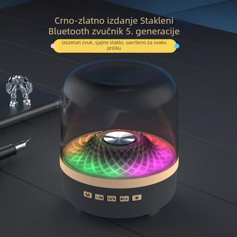 Bežični Bluetooth zvučnik u stilu Harman za kućnu stolnu upotrebu s glasovnim upravljanjem i staklenim subwooferom