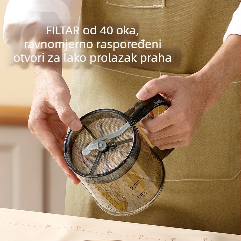 Sito za brašno od nehrđajućeg čelika s ultrafinom mrežom, ručno i poluautomatsko, okrugli filter u obliku šalice
