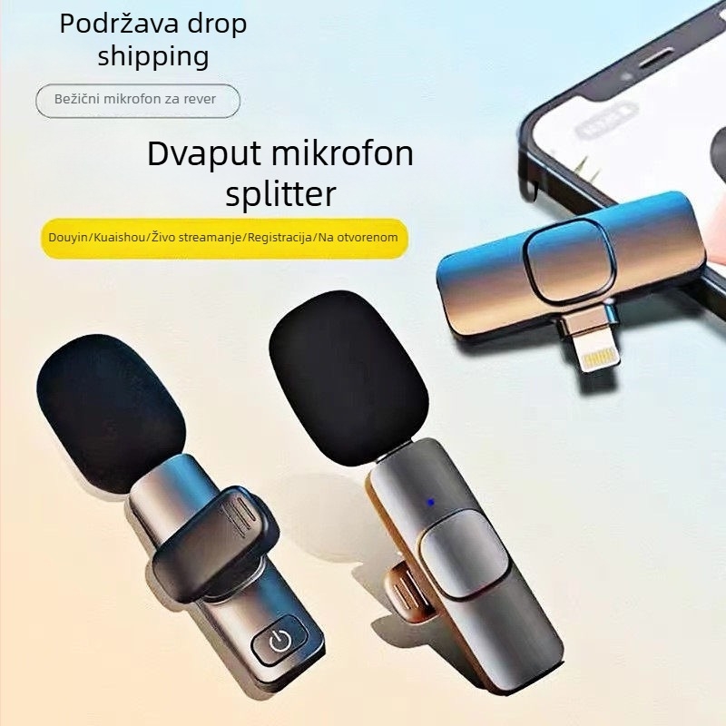K15 bežični lavalier mikrofon – 3-u-1 za live video i zvuk, redukcija buke, mikrofon za kratke videozapise, Bluetooth 5.3, ugrađena baterija 3–6 sati