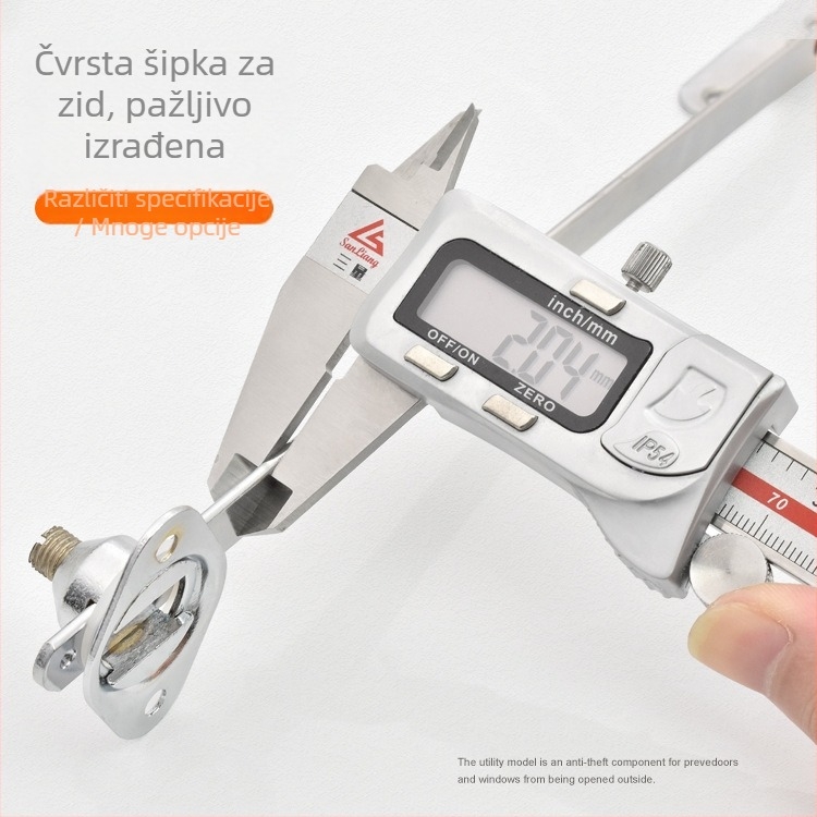 Podršna šipka za preklopna vrata ormara, teleskopska dvodijelna povlačna šipka, legura željezo-nikl, elektrolitički premaz, model cz001