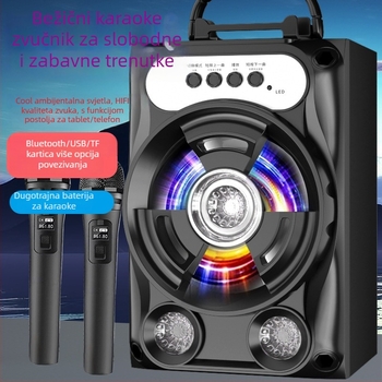 Bluetooth karaoke zvučnik s bežičnim mikrofonom, snažan zvuk, IPX7 vodootporan, Bluetooth 5.3, USB-C punjenje, za vanjsku i kućnu upotrebu