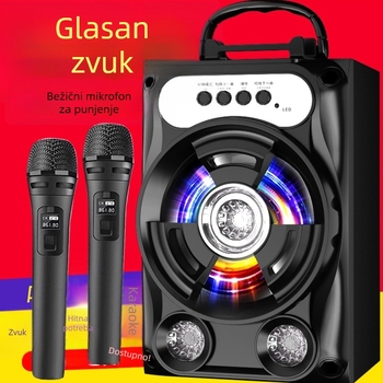 Bluetooth karaoke zvučnik s bežičnim mikrofonom, snažan zvuk, IPX7 vodootporan, Bluetooth 5.3, USB-C punjenje, za vanjsku i kućnu upotrebu