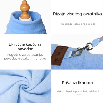 Odeća za pse i mačke za jesen i zimu, s fleec podstavom, osnovne majice i vanjska odjeća, kompatibilna s povodcem