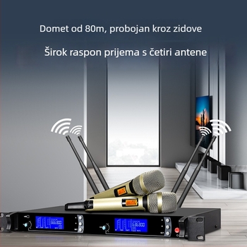 Bežični KTV mikrofon SKM9000, profesionalni mikrofon za pozornicu. Model SKM9000; tip mikrofona: KTV/profesionalni; ugrađena baterija 300–500 mAh; trajanje baterije 3–6 h; SNR ≥70 dB; nazivno napajanje 220V.