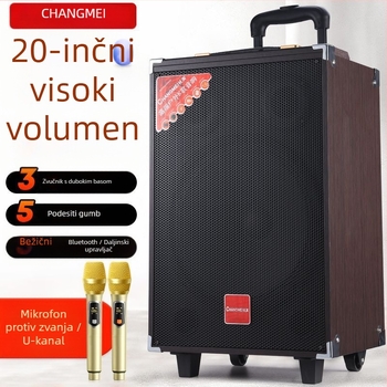 Vanjski Bluetooth zvučnik s tri zvučnika, karaoke način, ugrađeni mikrofon, prenosna ručka