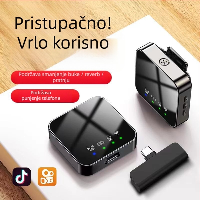 Bežični lavalier mikrofon s kopčom – Bluetooth 5.3, 20 Hz–20 kHz, SNR ≥70 dB, ugrađena baterija 300–500 mAh, trajanje 6–8 sati (Bluetooth 5.3; 20 Hz–20 kHz; SNR ≥70 dB; 300–500 mAh; 6–8 sati)