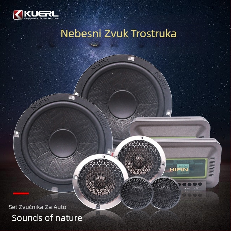 3-Weg auto audio zvučni set HI-6083, maksimalna snaga 300W, impedancija 4 Ω, frekvencijski raspon 55 Hz–35 kHz, osjetljivost >90 dB