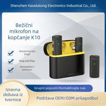 K10 bežični lavalier mikrofon, 1–2 izlaza, inteligentno smanjenje šuma, digitalni zaslon, za prijenos uživo na mobitel