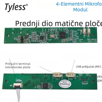 Tyless Dam400 USB četverostrani omnidirekcijski mikrofon modul s redukcijom šuma i uklanjanjem odjeka za prepoznavanje glasa i transkripciju