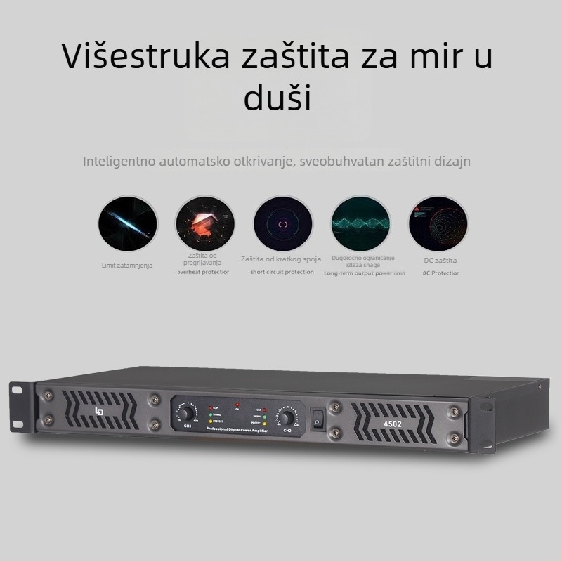 Dvo-kanalni profesionalni digitalni pojačalo za pozornicu, 450W, 4–8 Ω, 20 Hz–20 kHz, THD 0,005%