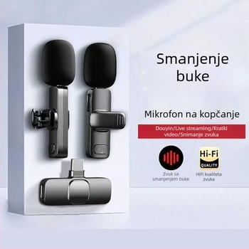 Lavalier mikrofon s aktivnim uklanjanjem šuma za vanjske prijenose uživo na pametnom telefonu – dvostruka upotreba influencer mikrofona
