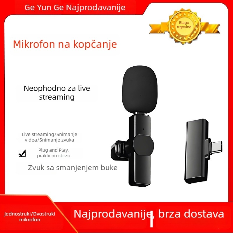 Lavalier mikrofon s aktivnim uklanjanjem šuma za vanjske prijenose uživo na pametnom telefonu – dvostruka upotreba influencer mikrofona