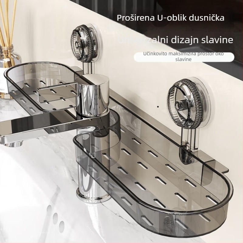 Kupaonski stalak za odlaganje s usisnom čašicom – plastika, CE potvrda, zidni bez bušenja