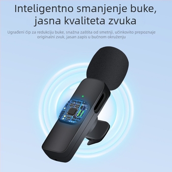 K9 dvostruki bežični lavalier mikrofon za prijenos uživo, profesionalno snimanje, 2,1-kanalni, Bluetooth 5.0, ugrađena baterija 50–100 mAh