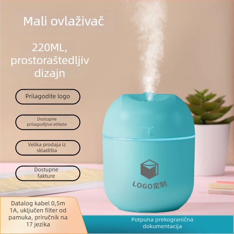 Ultrazvučni ovlaživač s visokim izlazom magle za kuću, ured i automobil — spremnik 0,5 L, USB napajanje, 2–8 sati tajmer, 1 izlaz magle, model sd-03