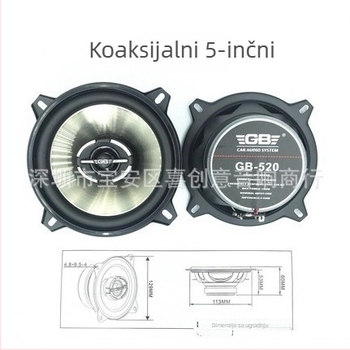 Set zvučnika za auto, model 520, 12V, 180W max, 4Ω, univerzalna kompatibilnost