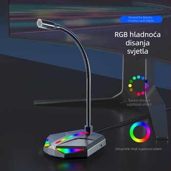 H2 USB računalni mikrofon za igre i chat, 2-kanalni, 20Hz-20kHz, uz nosač, USB 5V
