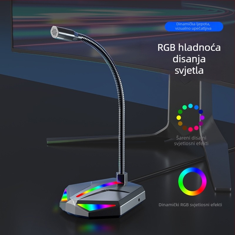 H2 USB računalni mikrofon za igre i chat, 2-kanalni, 20Hz-20kHz, uz nosač, USB 5V