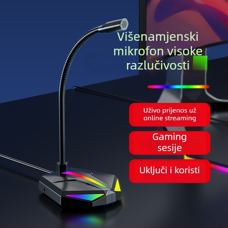 H2 USB računalni mikrofon za igre i chat, 2-kanalni, 20Hz-20kHz, uz nosač, USB 5V
