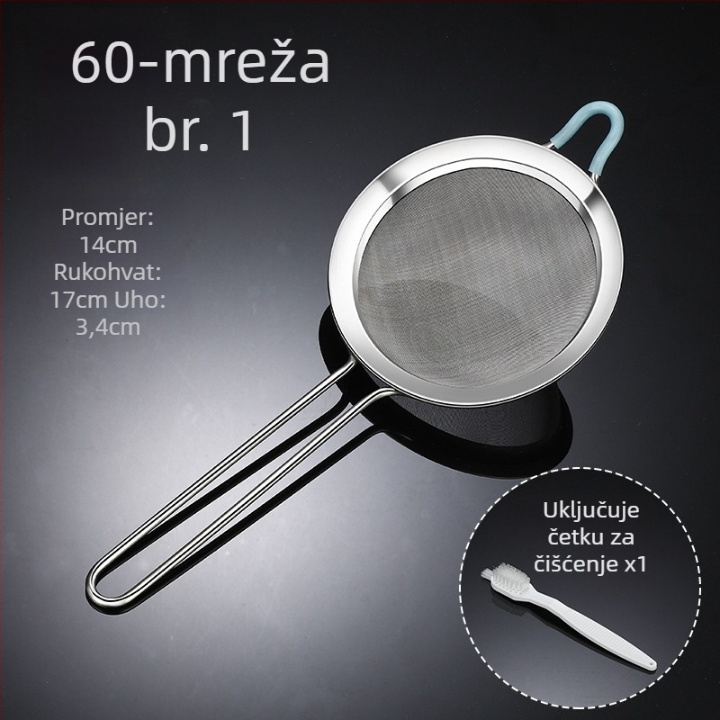 Sito za brašno s 60 mreža, od 304 nehrđajućeg čelika, ručno, za kućnu pečenje