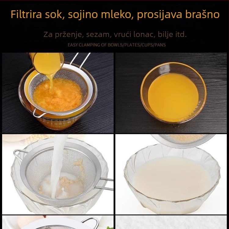 Sito od nehrđajućeg čelika s finom mrežom za brašno – filtriranje ulja, soka i sojinog mlijeka