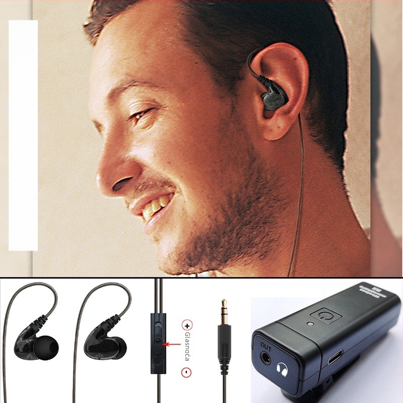 Bežični in-ear monitor sustav M9 – UHF, real-time povrat zvuka u uho, bez kašnjenja, frekvencijski raspon 20 Hz-20 kHz, ugrađena baterija 300-500 mAh