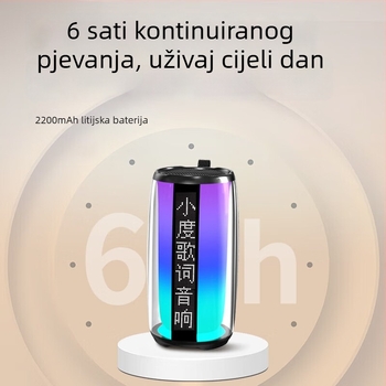 Karaoke Bluetooth zvučnik s dva mikrofona, zaslon teksta pjesme, ugrađena baterija (Bluetooth 5.3, 40 Hz-20 kHz, SNR ≥85 dB)