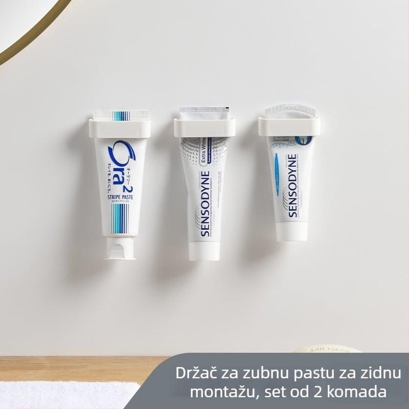 Zidni držač za pastu za zube i klip za gel za čišćenje lica, montaža bez bušenja, kupaonski organizator