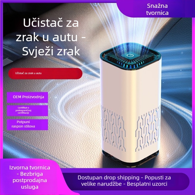 Automobilski pročišćivač zraka s negativnim ionima - Model K2, USB napajanje, 5V, koncentracija negativnih iona 300W, ABS kućište