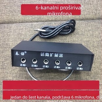 Šestokanalni proširivač mikrofona i konferencijski splitter, šestokanalan, 0,5W, SNR <60 dB, bez baterije