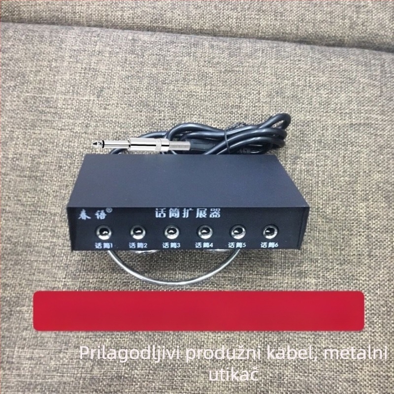 Šestokanalni proširivač mikrofona i konferencijski splitter, šestokanalan, 0,5W, SNR <60 dB, bez baterije