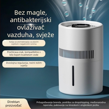 Vlaživač zraka EJ-JSQ101 s aromaterapijom, spremnik 6,1–10 L, pokrivenost 31–40 m², više od 3 izlaza magle, vremenski tajmer >8 sati