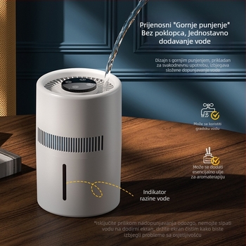 Vlaživač zraka EJ-JSQ101 s aromaterapijom, spremnik 6,1–10 L, pokrivenost 31–40 m², više od 3 izlaza magle, vremenski tajmer >8 sati