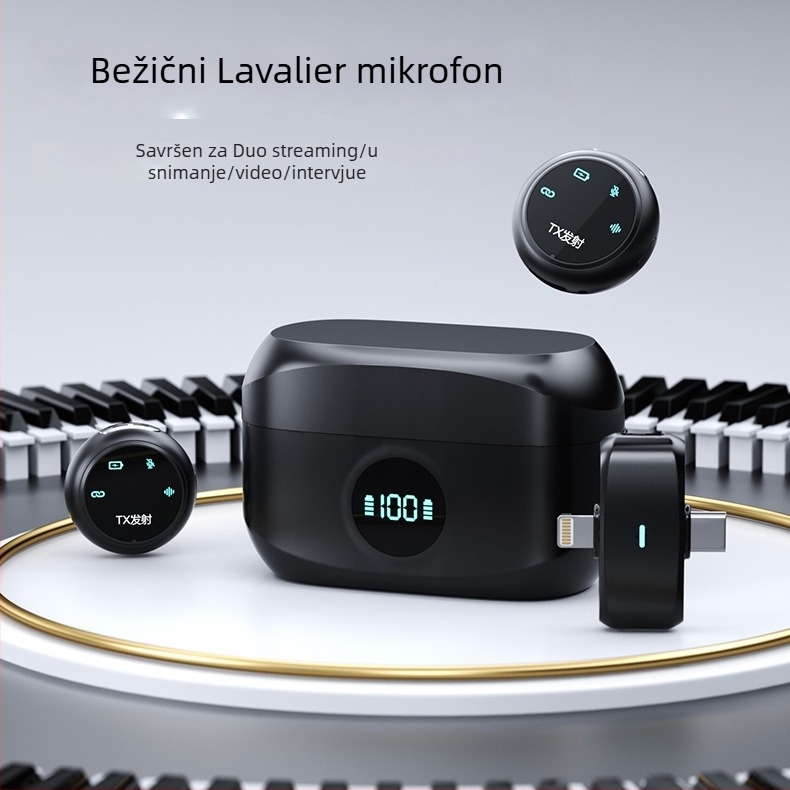 Lavalier mikrofon s ugrađenom baterijom, model K31, Bluetooth 5.3, 20 Hz–20 kHz, SNR ≥70 dB, trajanje baterije 3–6 h