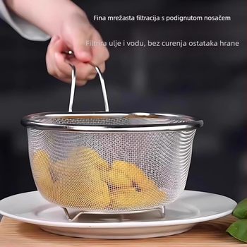 Nerđajući čelični cediljni košar do kuhinje — protuklizni, zaštita od opeklina, moderan minimalistički stil; Brend Telford