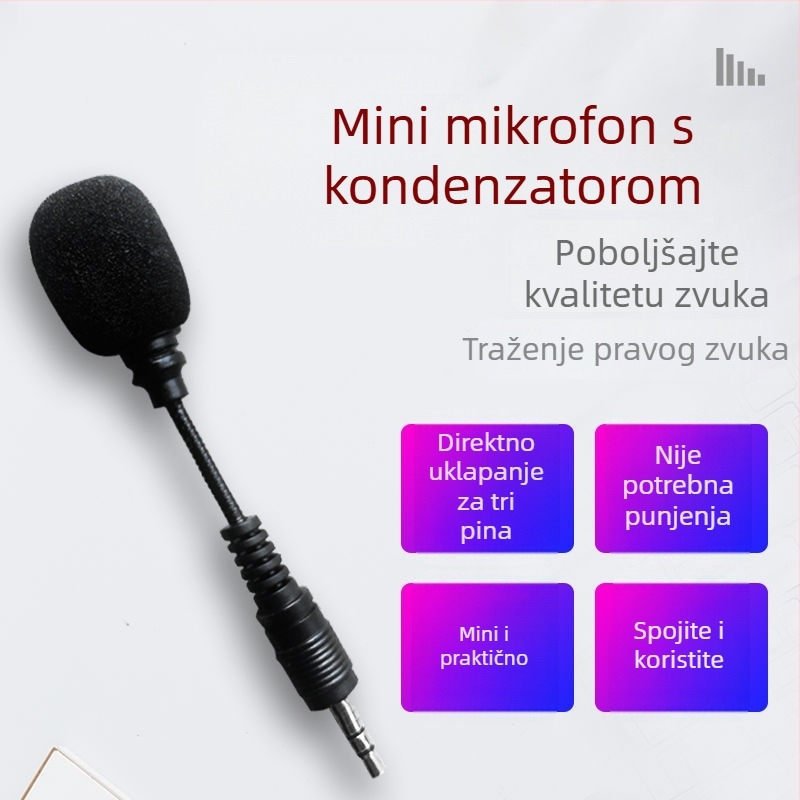 Bežični ručni dinamički mikrofon za snimanje na pametnom telefonu, 1 kanal, usmjerivač prekidač
