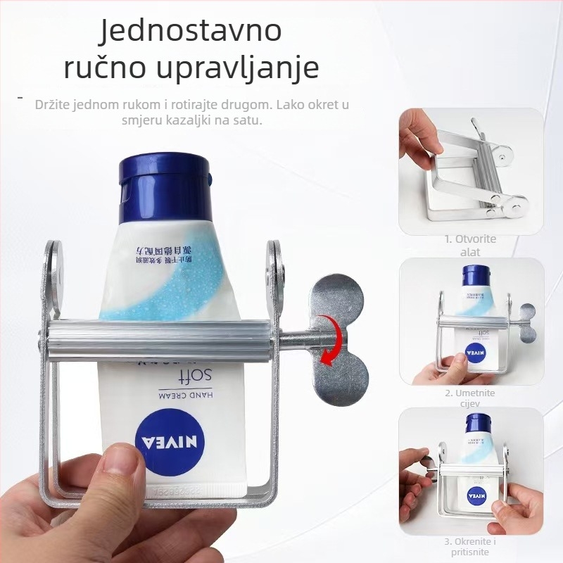 Dispenser za kremu za kosu; aluminijska legura; neto sadržaj 105 g; doza kreme; pogodan za kreme za lice i pastu za zube