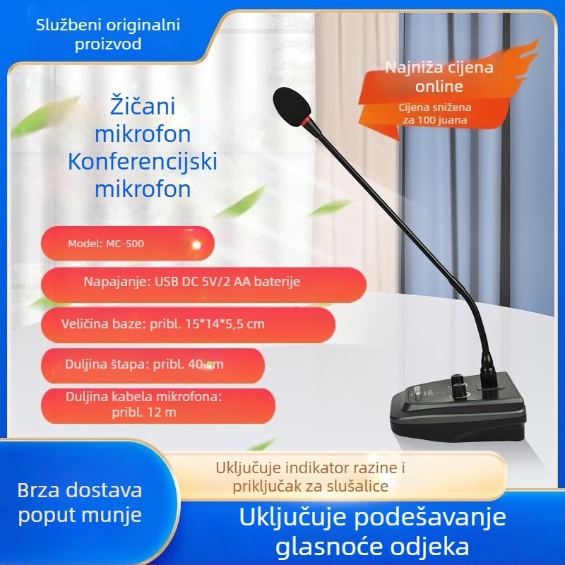 flykace kabelski konferencijski mikrofon, kardioidni kondenzatorski mikrofon za emitiranje