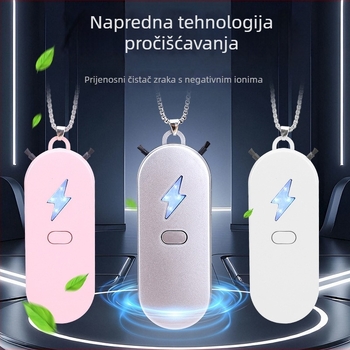 Kućni pročišćivač zraka s negativnim ionima – USB napajanje, protok zraka 50 m³/h, buka <36 dB, za prostor do 10 m², dizajn za nošenje oko vrata