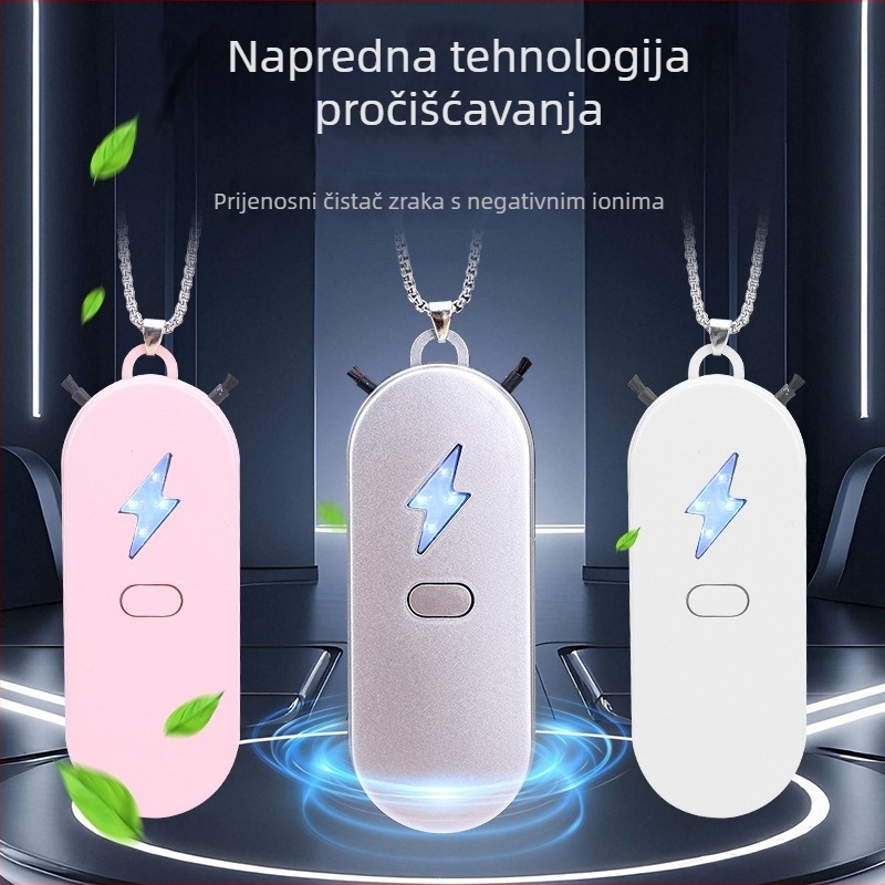 Kućni pročišćivač zraka s negativnim ionima – USB napajanje, protok zraka 50 m³/h, buka <36 dB, za prostor do 10 m², dizajn za nošenje oko vrata