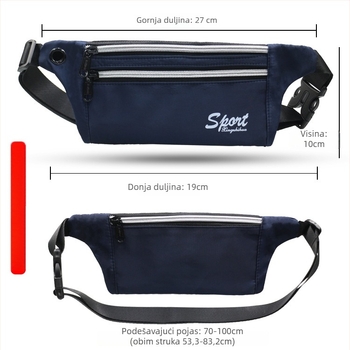 Sportska torba oko struka – Oxford platno, vodootporna, ultra lagana, protiv krađe, proširiva