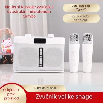 Bluetooth karaoke zvučnik s dva mikrofona, prijenosni all-in-one za vanjske zabave i kućna okupljanja, model WJ-A8265.3