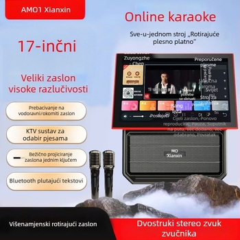 Bežični karaoke zvučnik sve-u-jednom s ugrađenim 14,1-inčnim zaslonom, baterija 6000mAh, Bluetooth 5.3, Wi‑Fi, frekvencijski odziv 20 Hz–20 kHz