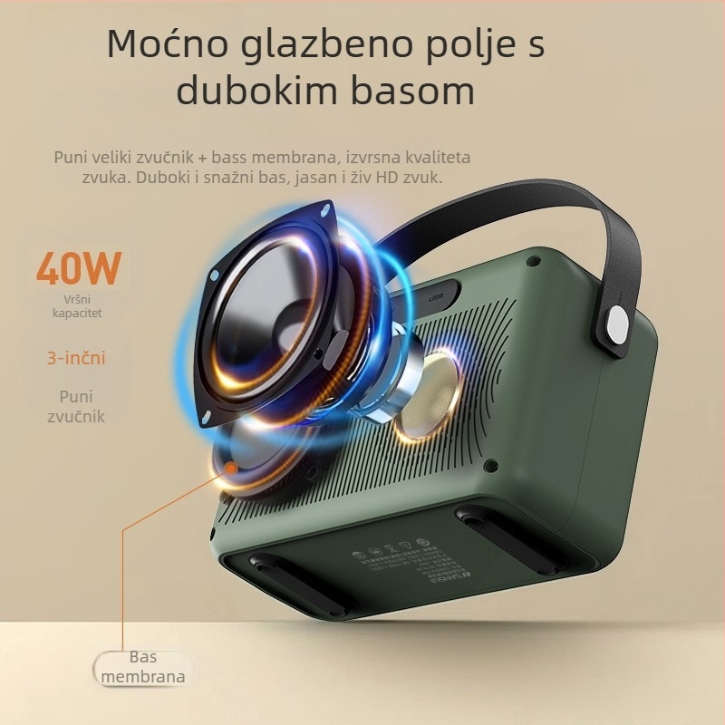 Sansui F58 Video Karaoke Bluetooth Prijenosni Zvučnik, 40W, 2 Zvučnika, 100Hz-20kHz, Bluetooth 5.3, Ugrađena Baterija 2000-4000mAh