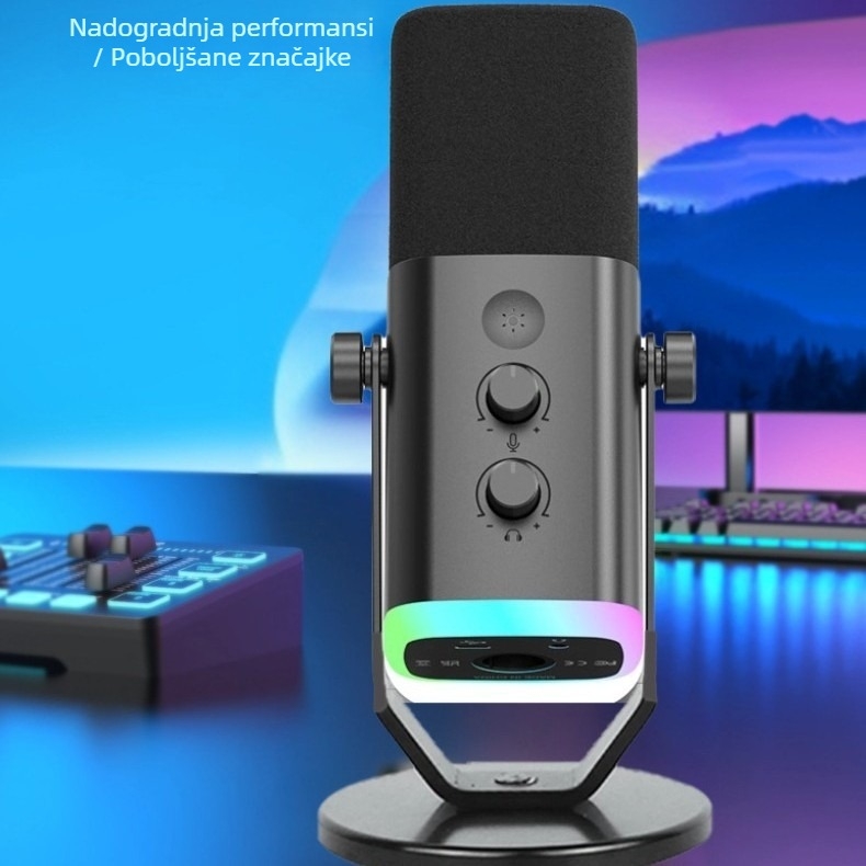 Kondenzatorski mikrofon za PC i mobilne uređaje — uživo karaoke, snimanje i pjevanje u igrama
