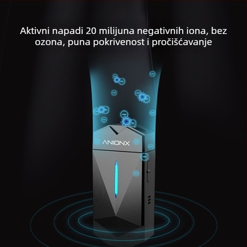 Pročišćivač zraka s negativnim ionima – model A200, 51–150 m3/h, USB/AC napajanje, za prostorije do 10 m²