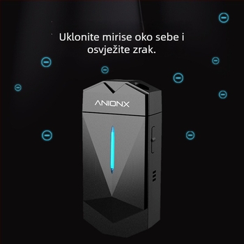 Pročišćivač zraka s negativnim ionima – model A200, 51–150 m3/h, USB/AC napajanje, za prostorije do 10 m²