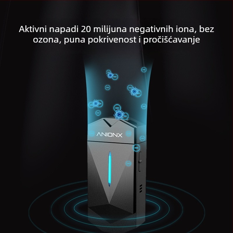 Pročišćivač zraka s negativnim ionima – model A200, 51–150 m3/h, USB/AC napajanje, za prostorije do 10 m²