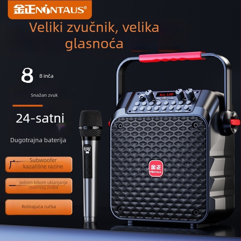 Jinzheng S91 Prijenosni Bluetooth zvučnik za vanjsku upotrebu, s mikrofonom za karaoke, snažan zvuk, model S91