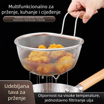 Lan qifei Košara za prženje od nehrđajućeg čelika s finom mrežom – cjedilo za tjesteninu, blanširanje, filtriranje